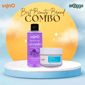 SkinO Lavender Shower Gel 220ml with Skino Daily Gel Moisturizer with Niacinamide & Green Tea 70ml Combo
